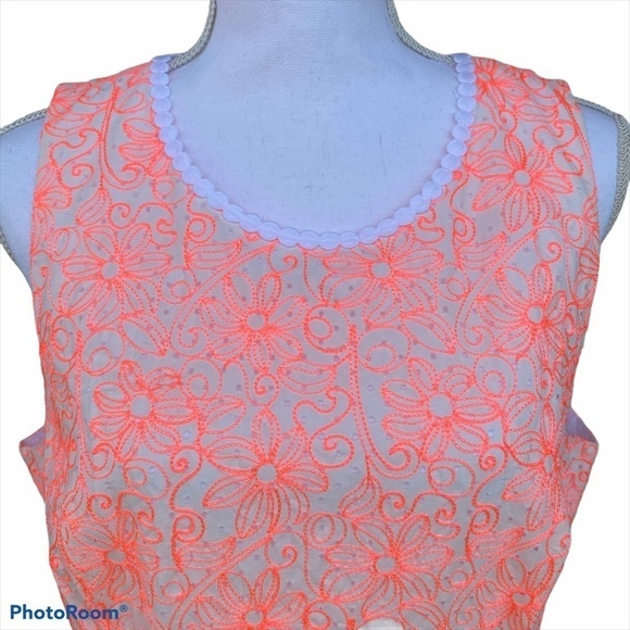 Lilly Pulitzer Ellen Flounce Dress Cantaloupe Embroidered Floral Ruffle Sz 0 NWT - Picture 5 of 9